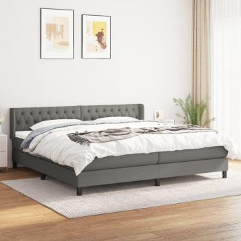 Cama Box Spring con Colchón de Tela Gris Oscuro 200x200 cm