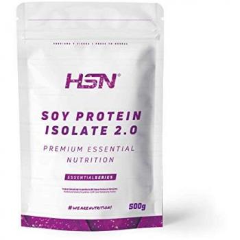 Proteína de Soja Aislada HSN 500g Sin Sabor | 100% Vegana | Soy Protein Isolate | No-GMO, Sin Gluten | 17 Tomas por Envase | No incluye dosificador