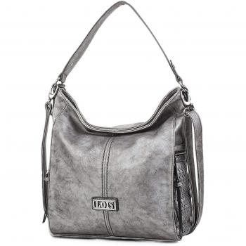 Lois - 94370 Bolso Bandolera Hobo Ajustable. Asa Grande y Bandolera. Cierre con Cremallera. Bolsillos Laterales y detrás con Cremallera. Piel sintética Polipiel, Color Plata