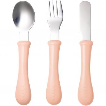 Beaba 913403 - Set de 3 cubiertos de inox, color rosa