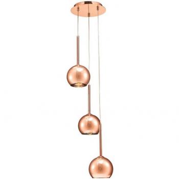 Lámpara colgante Regina cobre 3 bombillas 35cm con diseño de cluster, 3 luces G9, acabado en bronce y vidrio bronce