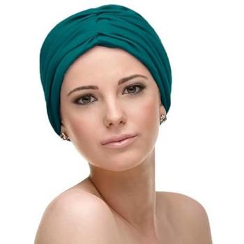 Turbante oncológico CAREBELL HEADWEAR ANDREA en tejido natural de Bambú, disponible en varios tonos, diseñado para la pérdida de cabello por quimioterapia