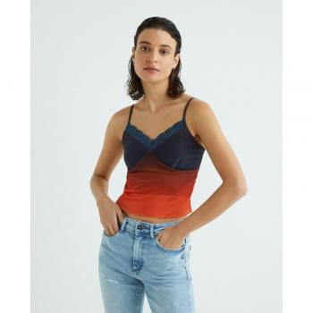 Noisy May - Top de mujer mesh de tirantes con diseño ligero, tejido transparente, ajuste regular y tirantes finos