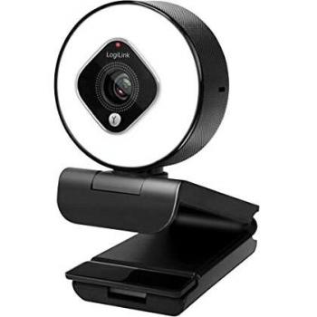Cámara Web Full HD 1080p USB con Dual Micrófono, Autofocus, Luz Anular y Trípode - 76°