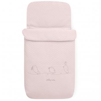 Praia E61 29070 - Saco cuco, diseño Piu Piu rosa, bordado en gris claro, cálido, suave y ligero, fácil lavado y secado, color rosa