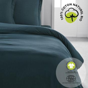 Juego de Funda Nórdica Organic en Algodón Bio - Azul Paon - 240 x 260 cm