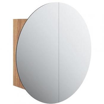 vidaXL Bathroom Cabinet with Round Mirror & LED Oak 47x47x17.5 cm