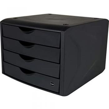 Cajón con tope 4 cajones negro H215xAn265xP332mm Helit