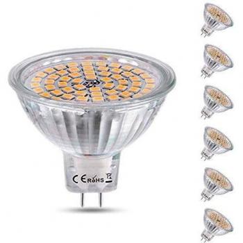 MR16 GU5.3 LED 12V 5W Luz Calida 3000K, Ø50mm, Equivalente a Bombilla Halógena GU5.3 35W 50W, 500LM, 120 Grados Luz, Focos LED AC/DC 12V MR16 para Autocaravana, no regulable, pack de 6