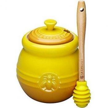 Le Creuset Stoneware - Tarro para miel y dosificador de silicona, color amarillo