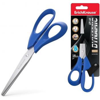 Tijeras ErichKrause Dynamic para Zurdos, 18 cm, Cuchillas de Acero Inoxidable, Afilado Doble Avanzado, Resistentes a la Corrosión, Mangos Ergon