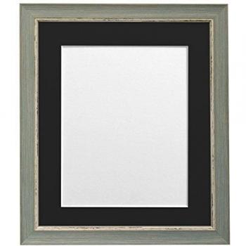 Frames By Post  Nordic - Marco para foto o lámina, azul con acabado envejecido, con paspartú negro, 40 x 50 cm, para lámina tamaño 15 x 10 pulgadas