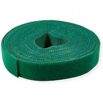 VALUE Cinta de Gancho y Bucle en Rollo, 10 mm, Verde, 25 m