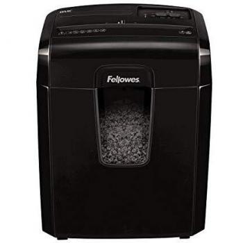 Fellowes 8Mc - Destructora trituradora de papel, minicorte, destruye hasta 8 hojas, uso personal, tritura tarjetas de crédito, color negro