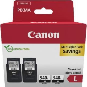 Cartucho de Tinta Original Canon PG-540L TwinPack - 2x Negro, alta capacidad, compatible con impresoras Canon