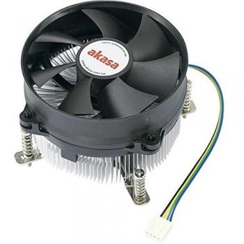 Enfriador de CPU AKASA AK-CCE-7105EP para Intel LGA 775/1156/1200, Ventilador PWM de 92mm, TDP hasta 95W, Diseño en Aluminio Ultra Sil