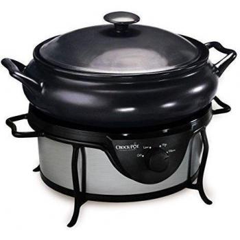 Crock-Pot - Olla eléctrica de cocción lenta, capacidad de 4,7 l, color negro y plata