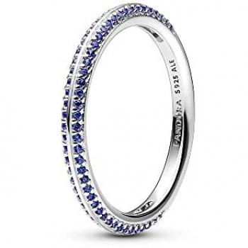 Pandora Me Anillo de Plata de Ley con Cristal Azul Auténtico en Pavé, Talla 52