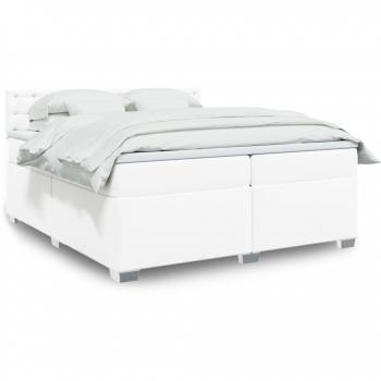 Cama box spring suave con colchón de cuero sintético blanco 200x200 cm