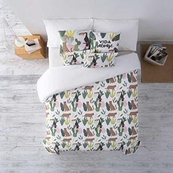 RIPSHOP - Funda nórdica de algodón - Cama de 135/140 x 190/200 cm - Artista ilustrador Polar Valencia| Leopardo