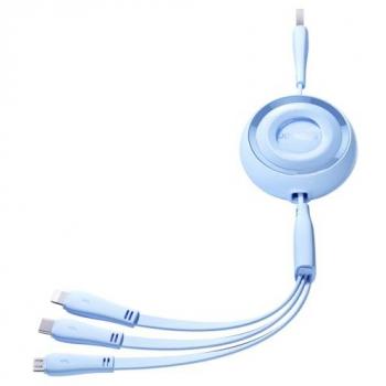 Cable Retráctil 3 en 1 Joyroom S-A40 USB-A a USB-C / Lightning / microUSB 1 m - Azul