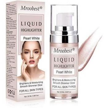 Iluminador Líquido, Líquido Resaltador, Highlighter Liquido, Highlighter Makeup, Liquid Highlighter Makeup Drops, Maquillaje Liquid Shimmer para Rostro y Cuerpo - Blanco Perla - 30ML