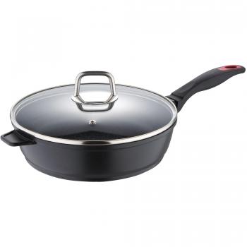 Bergner BG-8272 24 cm Sartén en Aluminio Fundido, 24 x 6 cm, Silicona, Cristal, Negro