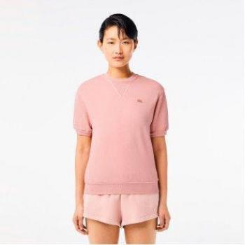 Camiseta Lacoste para mujer de color rosa con cuello en V