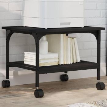 vidaXL 2-Tier Printer Stand - Black, 50x40x38 cm, Engineered Wood