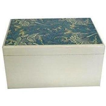 Fundashop FCPV24 - Caja mediana, decorada en morris, madera, color hueso y azul