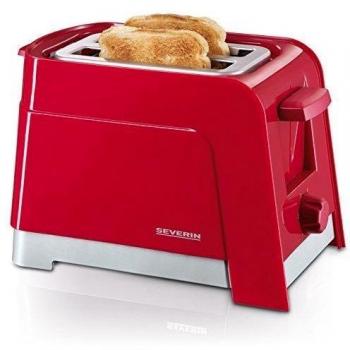 Severin 2599 - Tostadora (750 W, termostato), color rojo/plateado