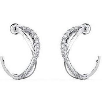 Swarovski Pendientes de Aro Twist, Blanco, Baño de Rodio