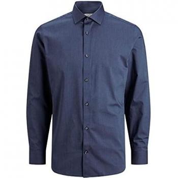 Camisa de vestir de hombre en algodón BCI slim lisa azul marino