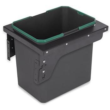 Contenedor de reciclaje para fijación lateral en mueble de cocina, 1x35 litros, acero y plástico gris antracita - Emuca