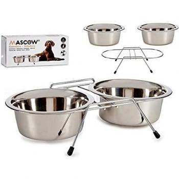 Comedero para Mascotas Doble Acero Inoxidable Plateado