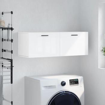 Mueble de pared blanco pulido 100x36,5x35 cm de madera multicapa