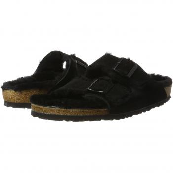 Birkenstock Arizona Shearling Narrow Black Sandals EU 43