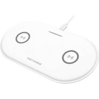 Cargador inalámbrico Qi compatible con carga rápida Fast Charge, 15W para 2 smartphones simultáneos