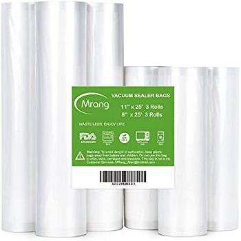 Vacuum Food Sealer Bags 28CM x 750CM 3Rolls + 20CM x 750CM 3Rolls for Food Saver, Seal a Meal, Commercial Grade, BPA Free, Heavy Duty, Great for vac Storage, Meal Prep or Sous Vide