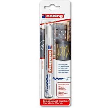 edding 750/1-49 - Blíster con 1 rotulador permanente tinta opaca, color blanco