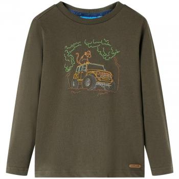 Camiseta para Niños de Manga Larga Estampado de Todoterreno Jersey Ropa Infantil Caqui 92