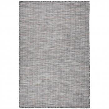 Alfombra de exterior tejido plano marrón y azul 120x170 cm