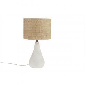 Lámpara de mesa blanca de cerámica efecto piedra con pantalla de rafia 49 cm PYRUS
