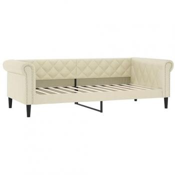 Sofá cama cuero sintético color crema 100x200 cm