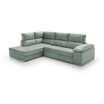 Sofá Cama Chaise Longue Fiorella Alta Gama Izquierda Agua Marina 285x200x105