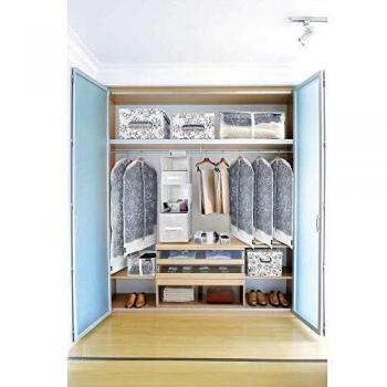Domopak Living - Bolsa para Mantas - Goma EVA - Extragrande - Blanco Hojas - 45 x 95 x 18 cm