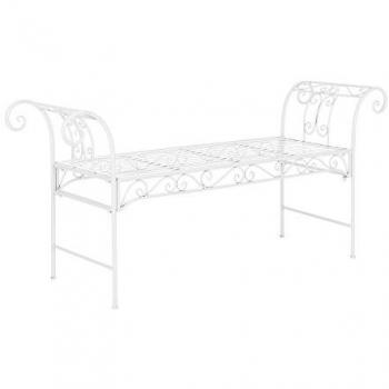 Banco de Jardín Cossila - 70 x 147 x 46 cm - Metal Blanco - Hasta 200 kg - Vintage con Reposabrazos