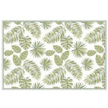 Alfombra de vinilo tropical - 120 x 180 cm - Verde y Blanco - TROPICALA