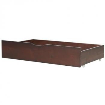 Conjunto de 2 cajones de almacenamiento bajo cama de madera maciza de pino oscuro con ruedas Rumilly