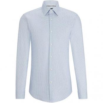 Boss Kent Celeste Cotton Shirt Pattern, Multicolor, Male, Size: L